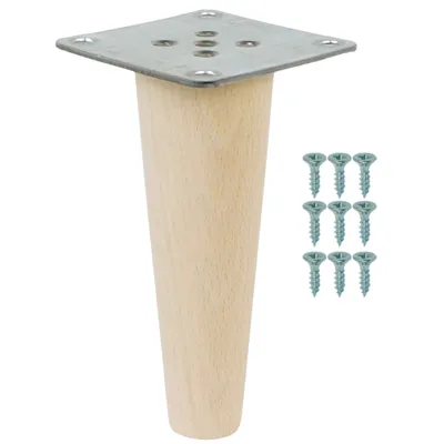 Produktbild von Buchenbein 13 CM, Holzbein Buchenkegel, Set mit Blech und Schrauben x 1