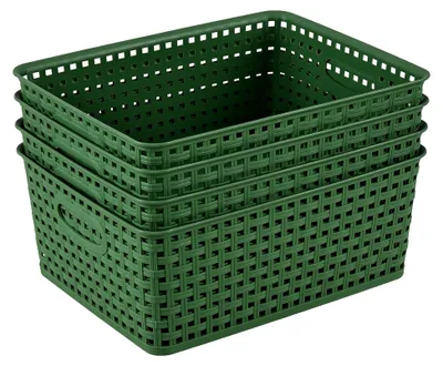 Produktbild von Kunststoffkörbe zur Aufbewahrung, 29 x 22,6 x 11,6 cm, Grün, 4 Stück