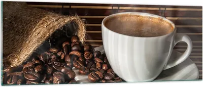 Produktbild von Bilder auf glas - Aroma Kaffee Getreide - 140x50cm - Glasbilder - Wandbilder - Kunstdruck - zum Aufhängen bereit - Wanddekoration aus Glas - Glas Bilder - Wandbild auf Glas - GAB140x50-2382