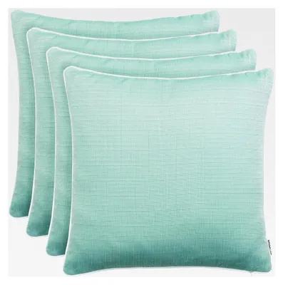 Produktbild von 4er Set Outdoor Kissen 45x45 cm – Wetterfeste Zierkissen mit Paspel in Walzoptik – Wasserabweisende Gartenkissen & Dekokissen für draußen – Sofakissen für Balkon & Terrasse – Mint