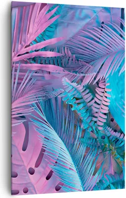 Produktbild von Bild auf Leinwand - Leinwandbild - Einteilig - Blätter Rosa Blau - 80x120cm - Wand Bild - Wanddeko - Wandbilder - Leinwanddruck - Wanddekoration - Leinwand bilder - Wandbild - PA80x120-4401