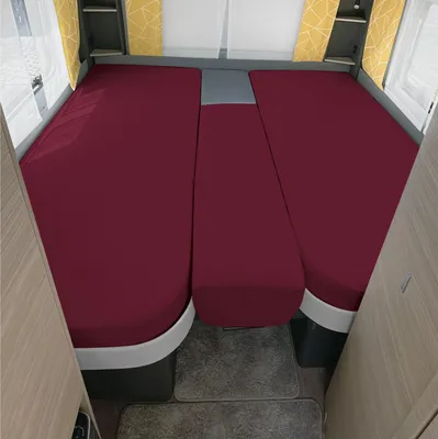 Produktbild von Erwin Müller Spannbettlaken 3er-Set für Wohnmobil/Wohnwagen Heckbett burgund 70x190 cm - 85x210 cm (2x) + 35x130-50x145