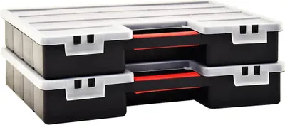 Productafbeelding van vidaXL Sorteerboxen, 2 stuks. Verstelbare compartimenten, 460x325x80 mm