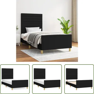 Produktbild von The Living Store Bettgestell mit Kopfteil Schwarz 90x190 cm Stoff