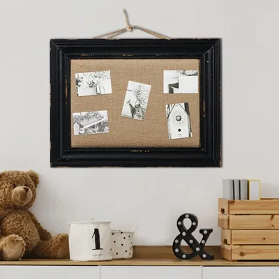 Immagine prodotto di Omgoods - Bacheca in sughero con cornice in legno nero - 40 x 30 cm