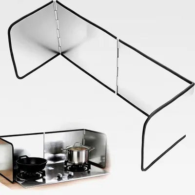 Produktbild von Herd-Spritzschutz, Faltwand für die Küche, 76 X 29 X 30 cm, 3-seitiger Kochschutz aus Aluminiumfolie