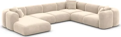 Produktbild von Samtstoff U-Form XXL Wohnlandschaft Belio Creme Links