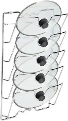 Produktbild von Robuster Deckelhalter – Deckelablage – Küchenorganisation – Wandhalterung – Platzsparend – Für 5 Deckel