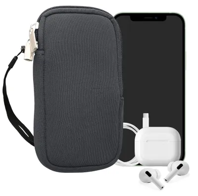 Produktbild von kwmobile Neopren Handytasche für Smartphones L - 6,5" - Handy Tasche mit Reißverschluss - Handyhülle universal Blaugrau