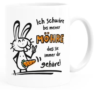 Produktbild von Kaffee-Tasse Liebe Lustig Ich schwöre bei mener Möhre Hase witzige Geschenke Valentinstag Moonworks® Uni-Weiß Keramik-Tasse