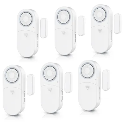 Immagine prodotto di BEARWARE 6x allarme finestra / allarme porta, segnale acustico forte da 120 dB, sensore di allarme rilevatore di apertura finestra (per porte e finestre, protezione antieffrazione, con batterie, sistema di allarme)