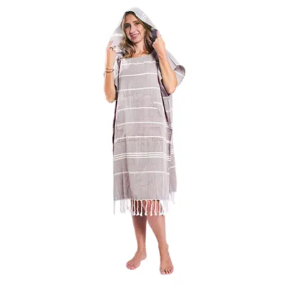 Zdjęcie produktu dla Poncho hammam damskie beż 100% naturalna bawełna Yeye