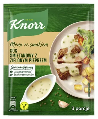 Obrázok produktu pre Sos śmietanowo-ziołowy z zielonym pieprzem Knorr 30 g