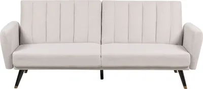 Zdjęcie produktu dla BELIANI Sofa rozkładana beżowa tapicerowana funkcja spania glamour duży pokój salon pokój gościnny łóżko kanapa wersalka tapczan