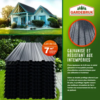 Image de GARDEBRUK Tôles de bardage 12x 129x46cm 7m² anthracite