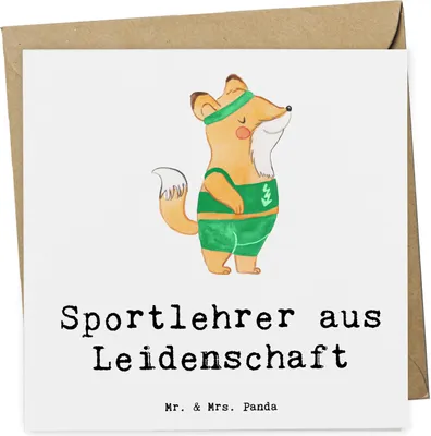 Produktbild von Mr. & Mrs. Panda Grußkarte Sportlehrer Leidenschaft - Weiß - Geschenk, doppelkarte, anlasskarte, Glückwunschkarte, faltkarte, Klappkarte