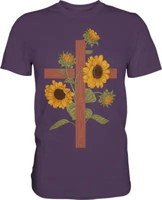 Produktbild von Religion Sonnenblumen Kreuz T-Shirt Christlicher Gärtner Geschenk – Urban Purple / L
