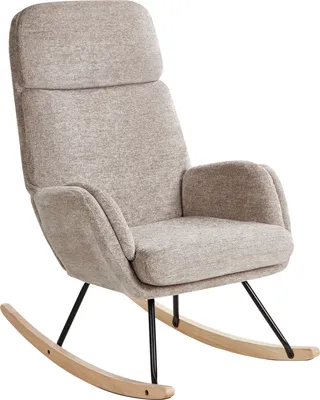 Obrázek produktu pro BELIANI Houpací křeslo taupe látkové čalounění kovové dřevěné nohy vysoké opěradlo moderní design obývací pokoj