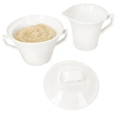 Obrázek produktu pro 2dílná sada konvička na mléko a cukřenka + víčko porcelánová konvička bílá