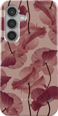 A close-up of a phone case with a floral pattern.