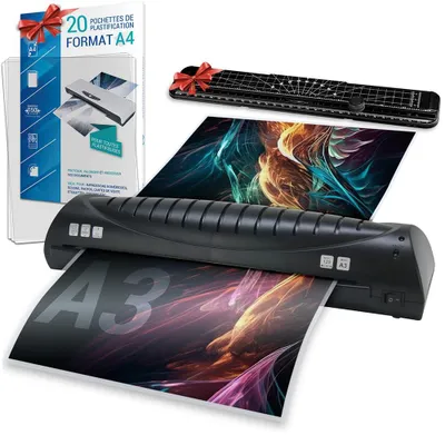 Image de Machine de laminage A3 avec 20 pochettes A4 et un coupe-papier, machine de laminage à chaud A