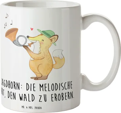 Produktbild von Mr. & Mrs. Panda Kaffeetasse Jagdhorn Magie - Weiß - Geschenk, Geschenktasse, Jagdsignal, Instrument, Becher, Musizieren Instrumente, Keramiktasse, Musik, Lernen, Musiker