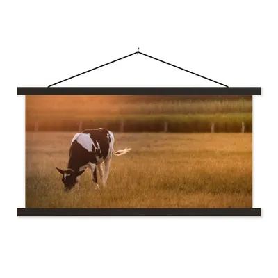 Produktbild von MuchoWow® Textilposter Kuh - Sonne - Tiere 150x75 cm mit schwarzem Rahmen - Posterleiste