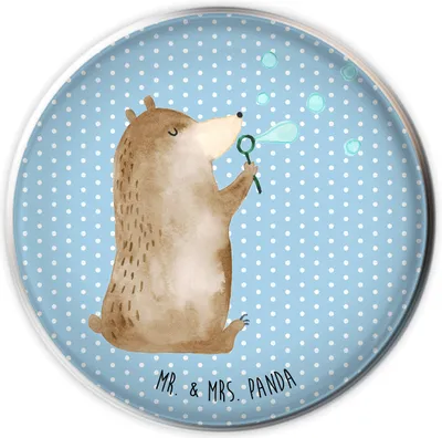 Produktbild von Mr. & Mrs. Panda Ablaufgarnitur Bär Seifenblasen - Blau Pastell - Geschenk, Waschbecken Stopfen, Abflussstopfen, Teddybär, Abfluss-Stopfen, Stöpsel, waschbeckenstöpsel