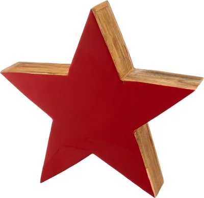 Produktbild von Weihnachtsdeko Massivo Stern Rot & Natur Ø 37 cm - Mangoholz