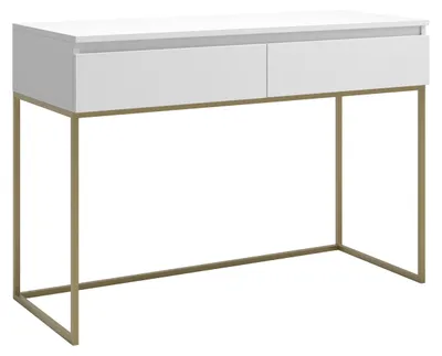 Produktbild von Selsey Bemmi - Schminktisch Schreibtisch, Weiß mit goldenem Metallgestell, 120 cm