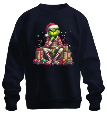 Produktbild von Grinch Weihnachtsgeschenk lustig böse Geschenkidee Retro Sweatshirt Pullover, Navy, XL