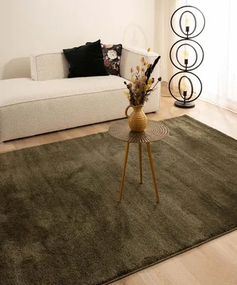 Produktbild von Unyqoos® Velours-Teppich Flair – Olivgrün, Polypropylen Soft-Touch, 300x400 cm, 20 mm Florhöhe, 2600 g/m², Wohnzimmer- & Schlafzimmerteppich