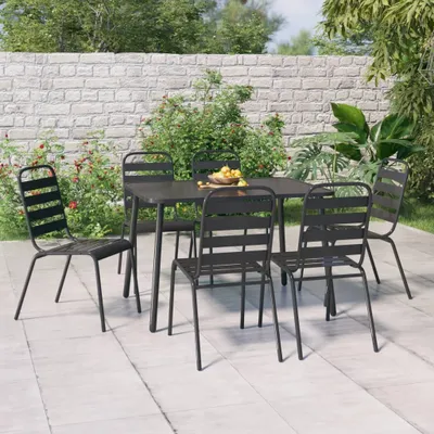 Produktbild von Maison Exclusive - 7-tlg. Garten-Essgruppe Anthrazit Stahl