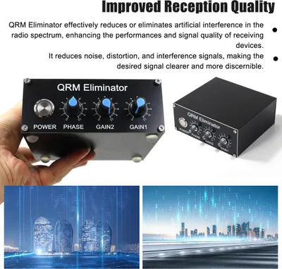 Obrázek produktu pro Profesionální eliminátor QRM X-Phase Vestavěné ovládání PTT 1-30 MHz HF Band QRM Eliminátor QRM z hliníkové slitiny Rádio TV vysílací zařízení