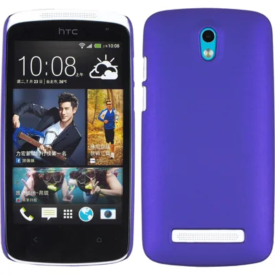 Produktbild von PhoneNatic Case kompatibel mit HTC Desire 500 - Hülle lila gummiert Hard-case + 2 Schutzfolien