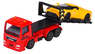 Produktbild von Spielzeugauto Spielzeugtransporter mit Anhänger - 1:64 - Gelb - 2 Stück
