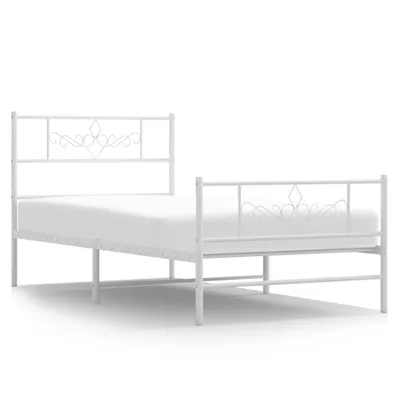 Obrázek produktu pro vidaXL Postel s čelem a nohou kovová bílá 107x203 cm