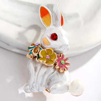 Produktbild von Frauen Kaninchen Strass Emaille Brosche Pin Abzeichen Bankett Party Anzug Revers Dekor