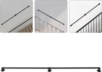 Immagine prodotto di Ringhiera per scale - Corrimano a parete - Ghisa - 213 cm - Per interni ed esterni - Nero