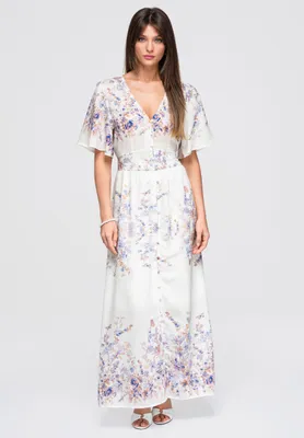 Produktbild von LARICA Kleid Maxi V-Ausschnitt Floral LA-OM-DLR380 blue S/M