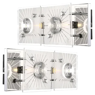 Produktbild von 2er Set Wandleuchte, Kristalle, Chrom, Glas satiniert, L 24 cm