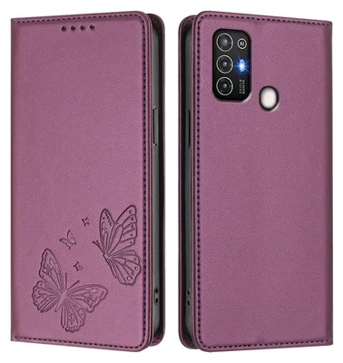 Image de Étui en cuir pour ZTE Blade A52, motif papillon, étui à rabat avec porte-appareil, violet