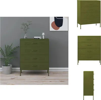 Produktbild von vidaXL Kommode Olivgrün 80x35x101,5 cm Stahl - Kommoden
