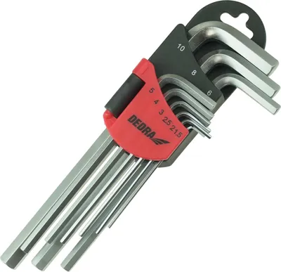Obrázok produktu pre Sada šesťhranných kľúčov 9 ks 1,5 - 10 mm, dlhé, CRV, pochrómované