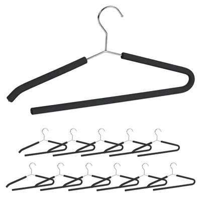 Image de 36 cintres, revêtement en mousse antidérapante, cintres pour costumes, barre ouverte pour pantalons, cintres pour chemises, cintres antidérapants, noir