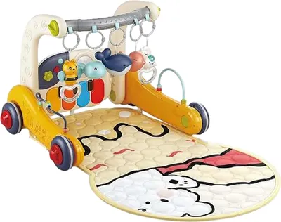 Produktbild von Eco Toys 3-in-1 Spielteppich und Laufwagen Gelb HC623155