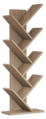 Image de Bibliothèque étagère en bois MDF mélaminé noyer H 128,5 cm style scandinave