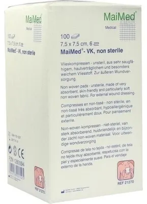 Productafbeelding van MaiMed verbandgaas, niet-steriel, 6-laags, 100 stuks, 7,5 x 7,5 cm