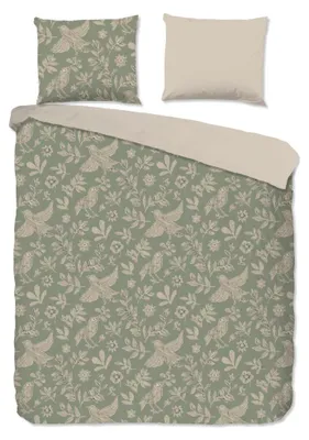 Productafbeelding van Good Morning Dekbedovertrek "Odette" - Groen - (200x220 cm) - 100% Katoen