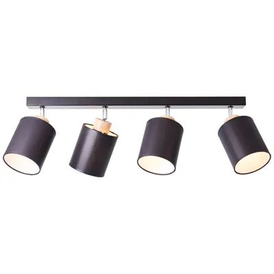 Produktbild von BRILLIANT Vonnie Spotbalken 4flg schwarz/holzfarbend 99412/76